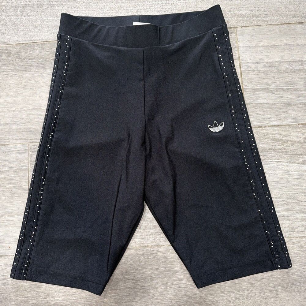 Adidas Black on Black Biker Shorts with Rhinestones Size S